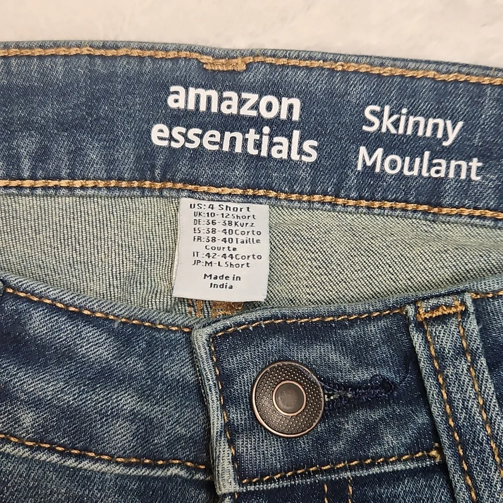 Amazon Essentials Dark Wash Skinny Jeans Mid Rise Denim Petite 4P NWT